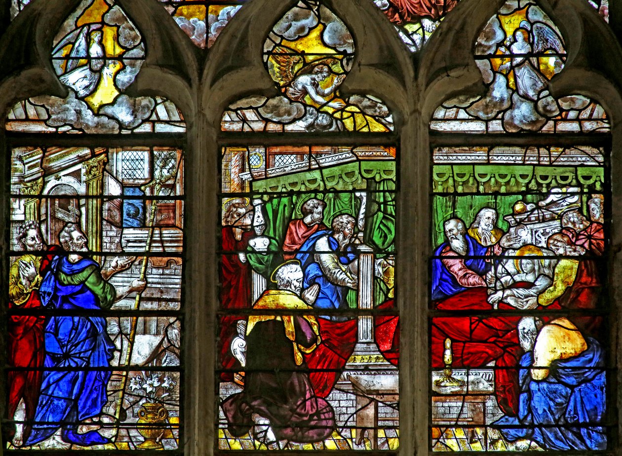 Finestra w11 raffigurante la Morte della Vergine Maria da French School