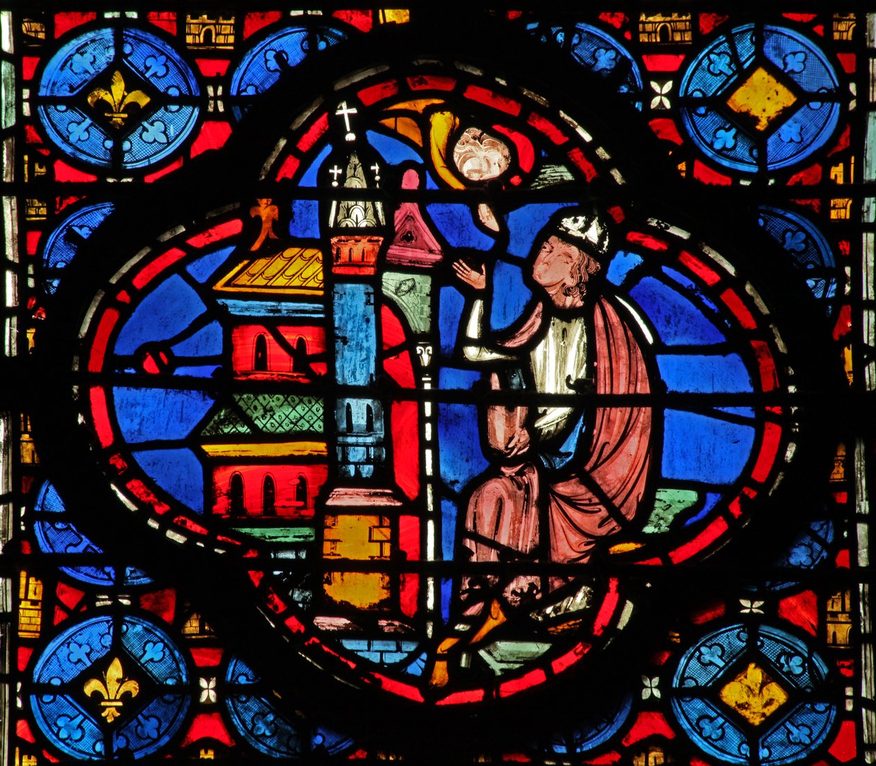 Vetrata w15 Sacre Reliquie: Guiriace consigliato da un angelo (da una serie su Sant