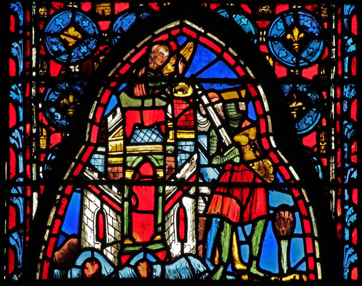 Vetrata w15 Sacre Reliquie: ?Eraclio davanti al cancello miracoloso sigillato a Gerusalemme da French School