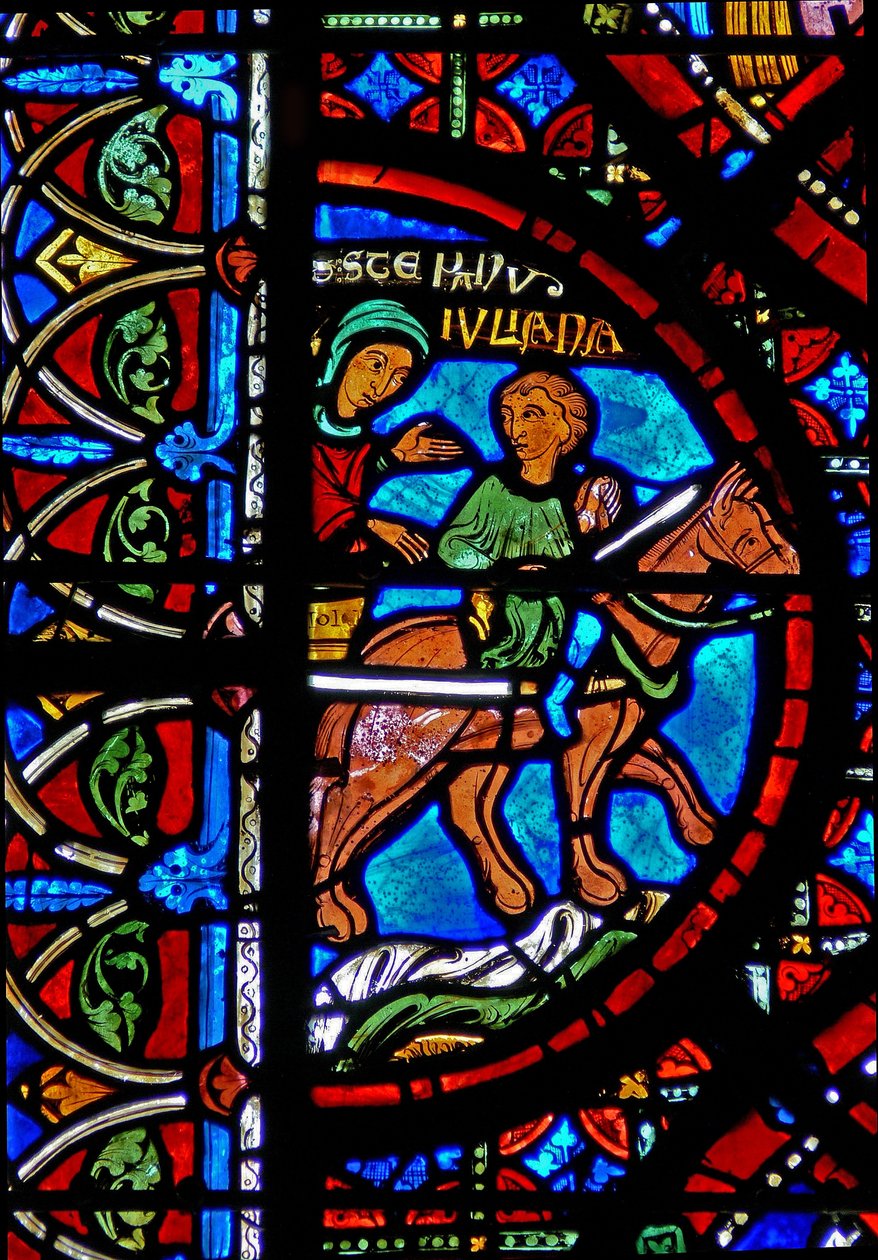 Finestra w15 raffigurante la storia delle reliquie di San Stefano: le reliquie sono portate a Costantinopoli da French School