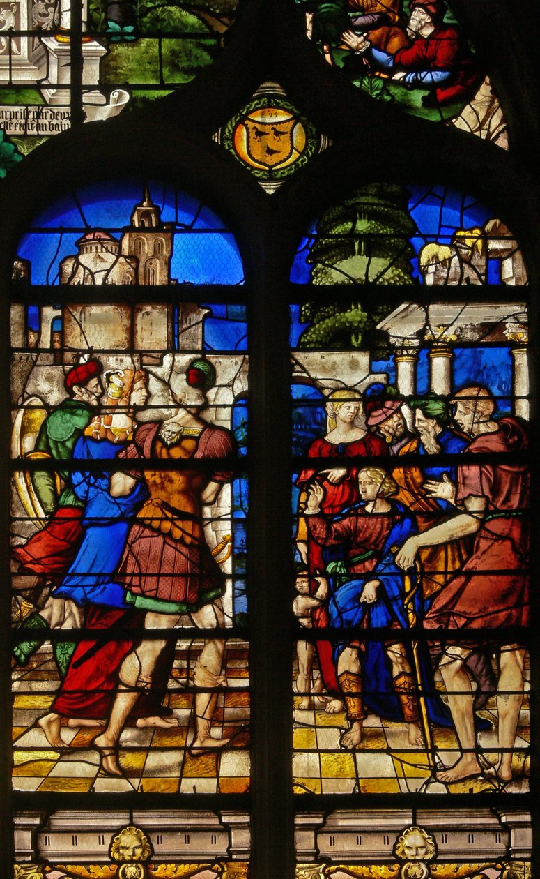 Finestra w17 raffigurante il Giudizio di Salomone da French School