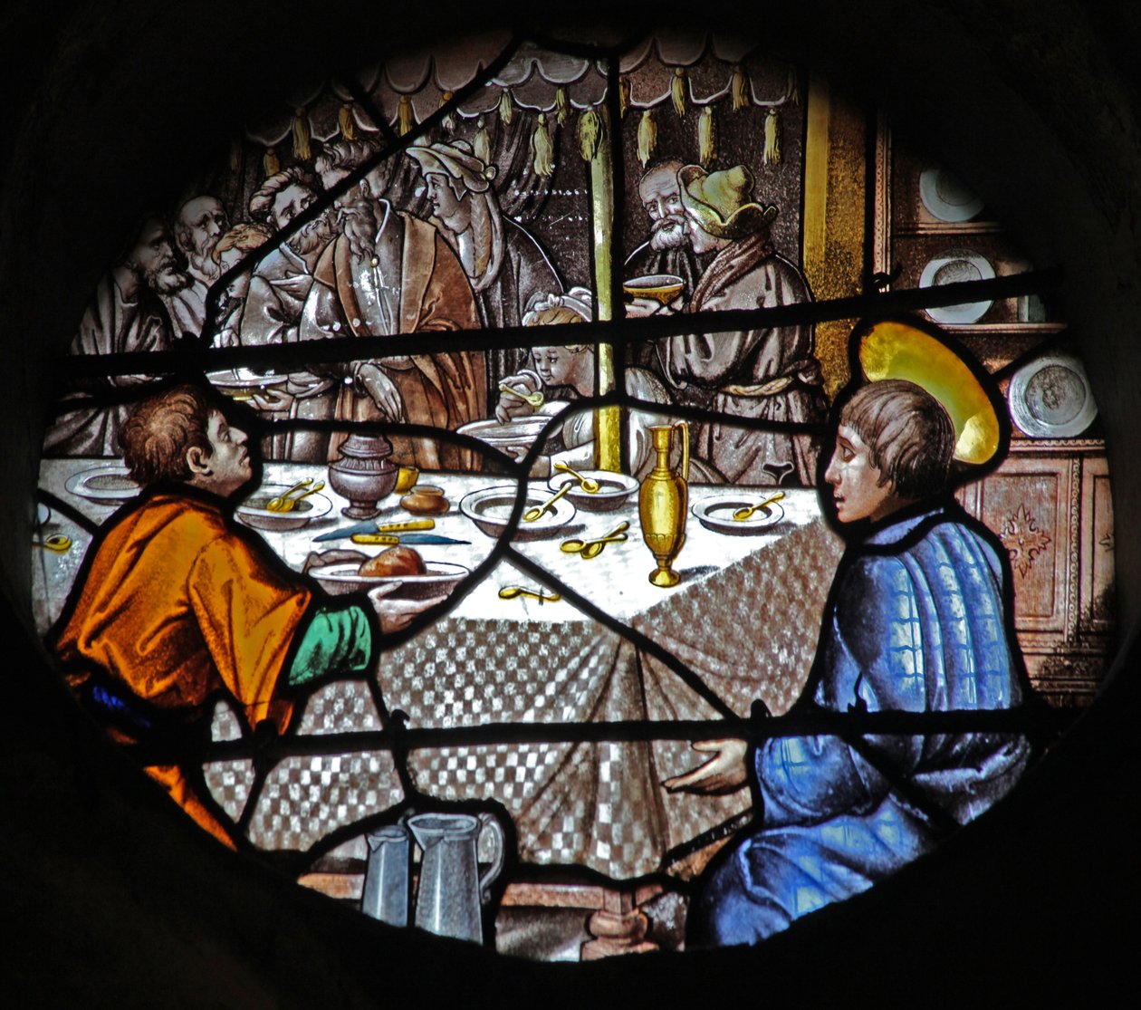 Finestra w18 raffigurante una scena della Vita di San Yves da French School