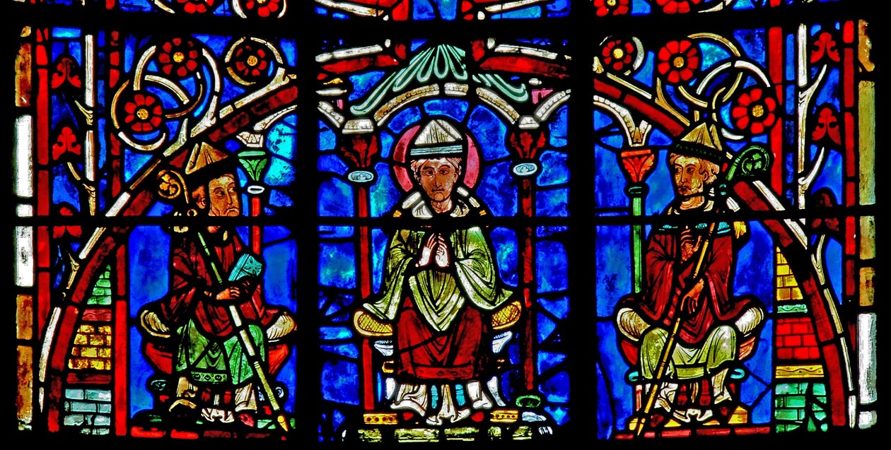 Finestra w19 raffigurante San Nicola diventa Vescovo di Myra da French School