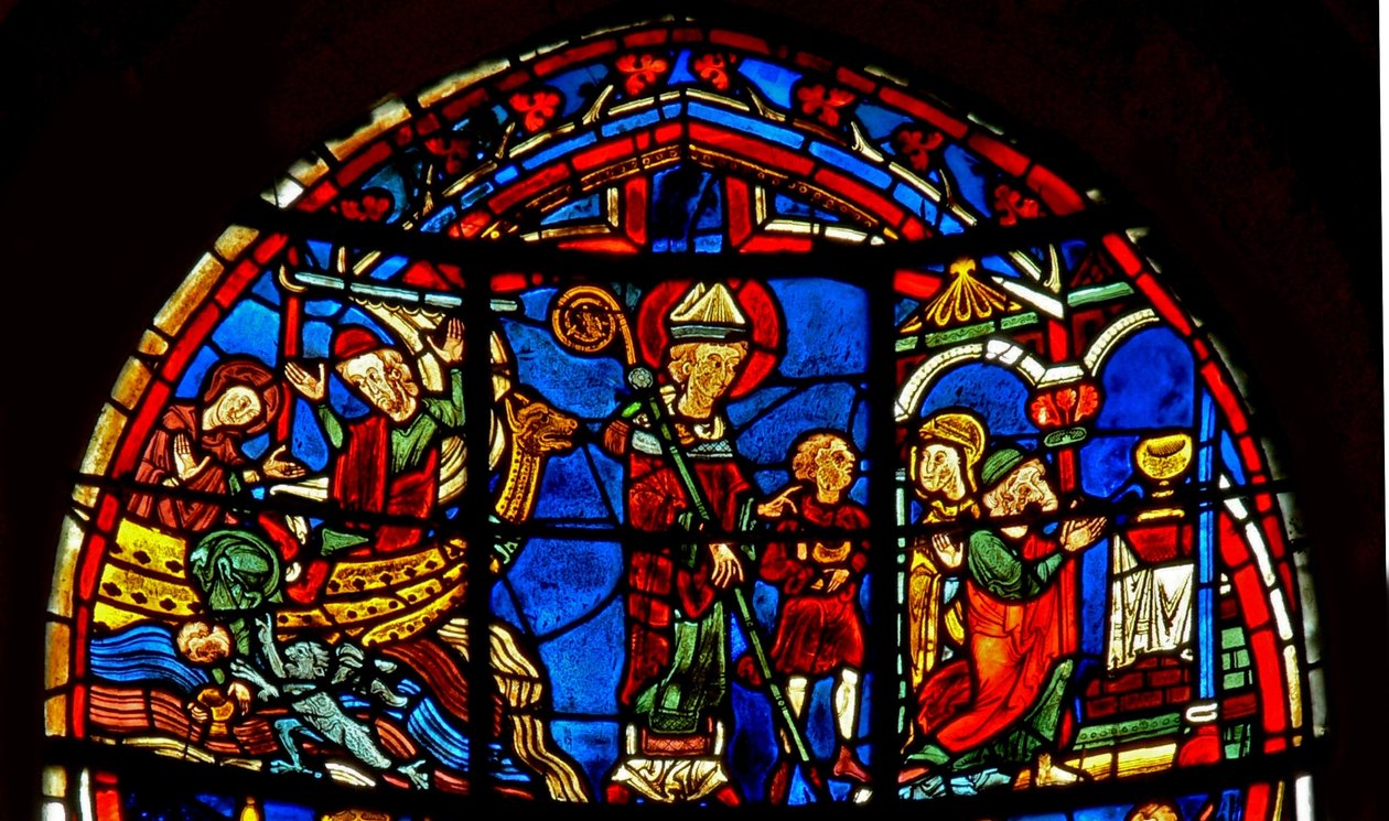 Finestra w19 raffigurante San Nicola salva un bambino da French School