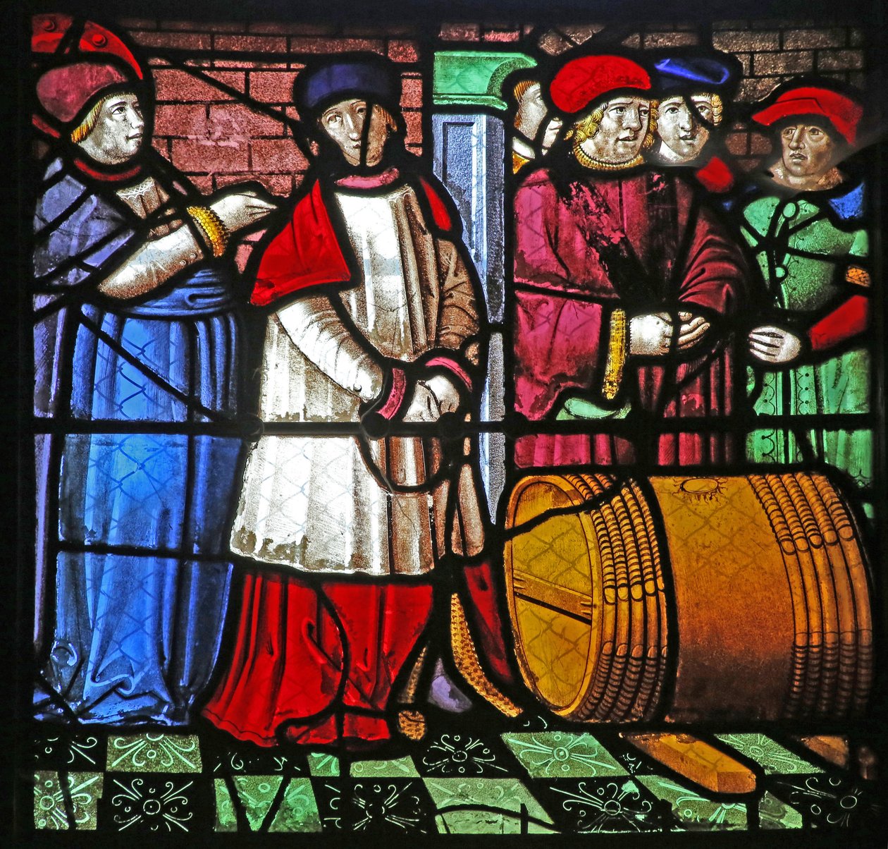 Finestra w19 raffigurante la Vita di San Remigio. il miracolo del vino a Cernay da French School