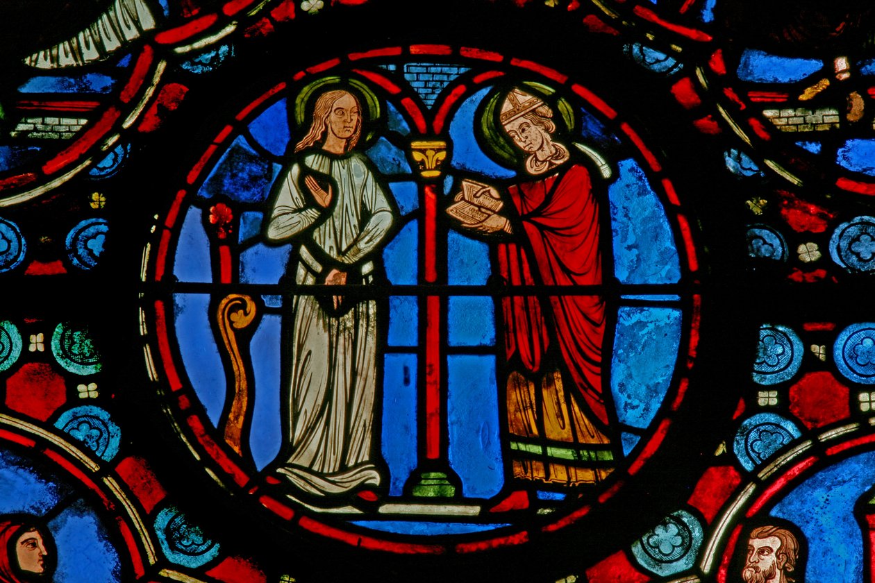 Finestra w1 raffigurante una scena della vita di San Martino da French School