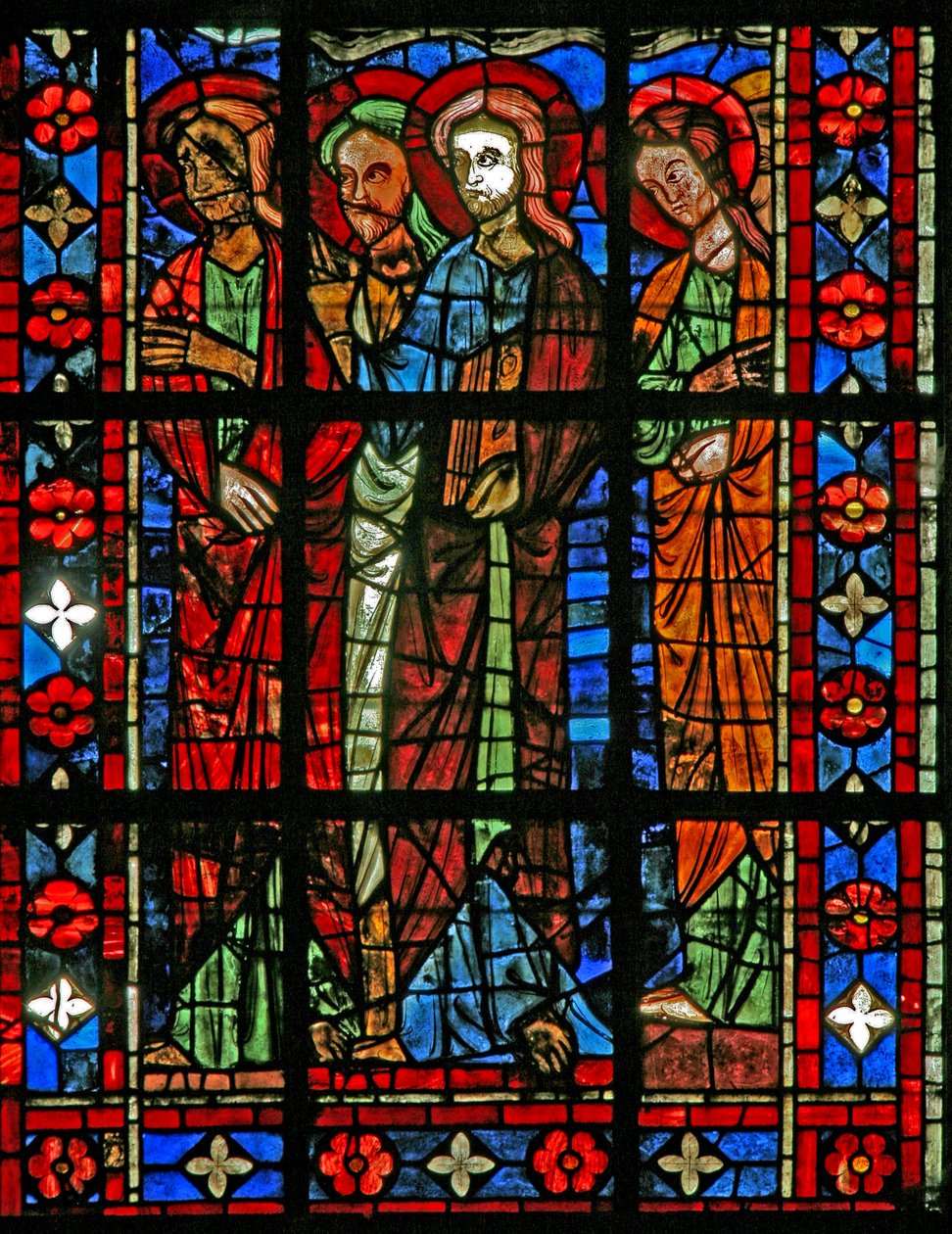 Finestra w201 raffigurante la Morte della Vergine Maria - gli Apostoli si radunano da French School