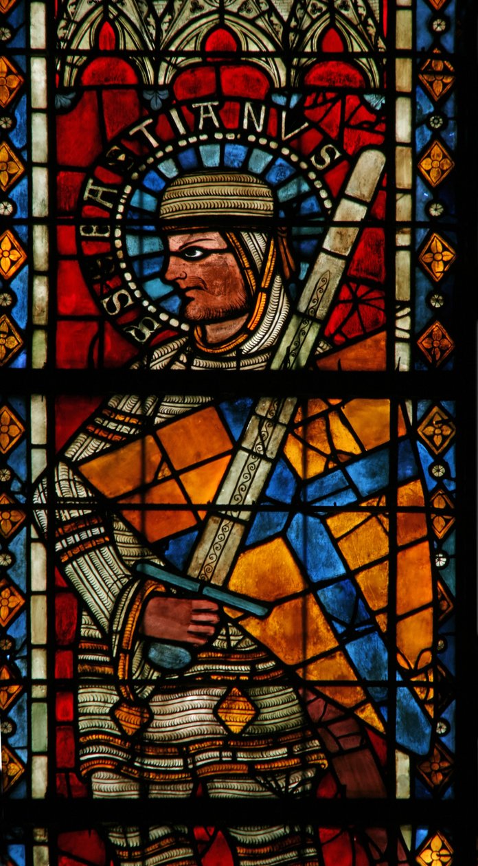 Finestra w203 raffigurante San Sebastiano da French School