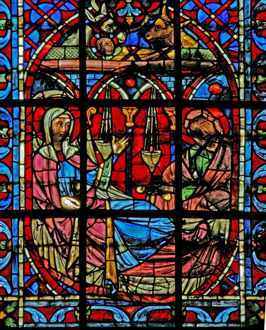 Finestra w203 raffigurante la Natività da French School