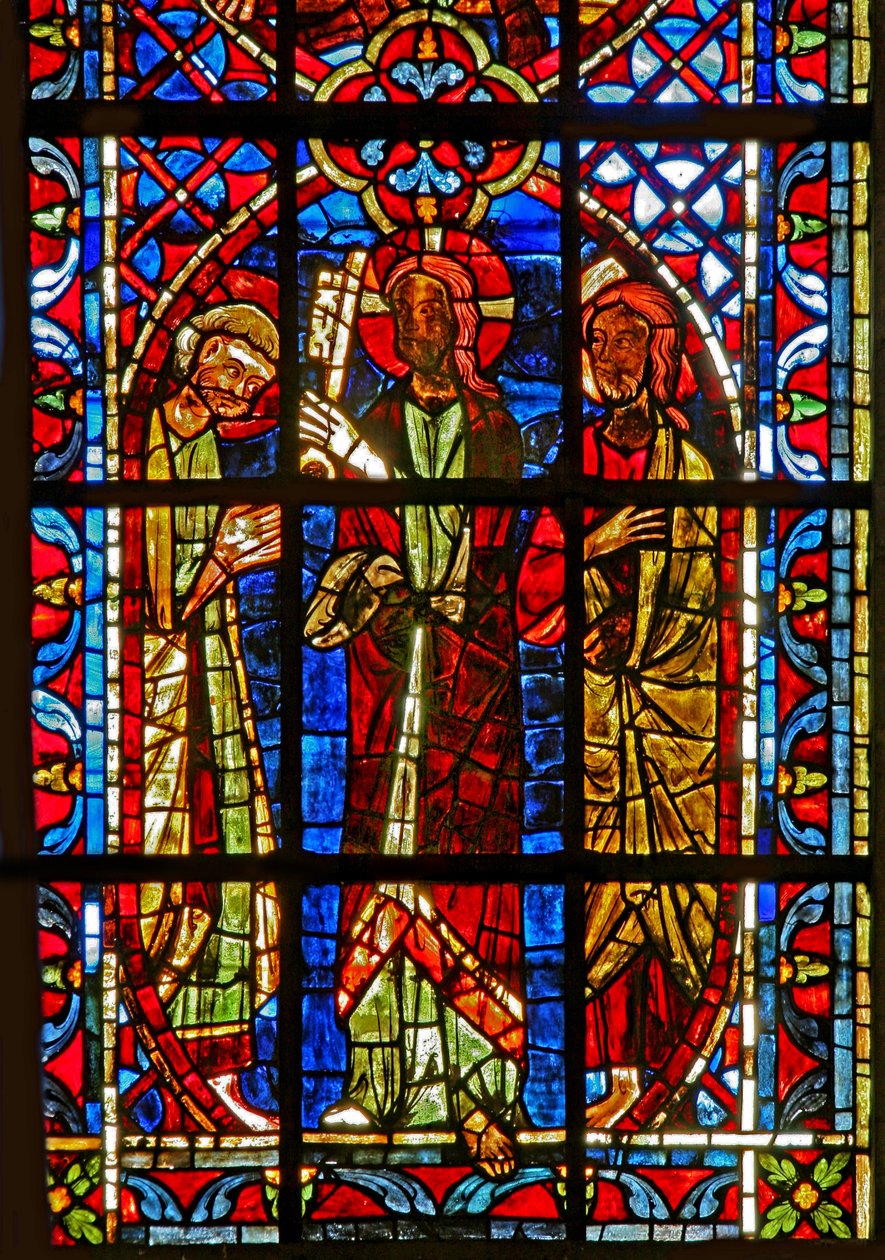 Finestra w204 raffigurante San Pietro riceve la chiave da Cristo in presenza di San Paolo da French School