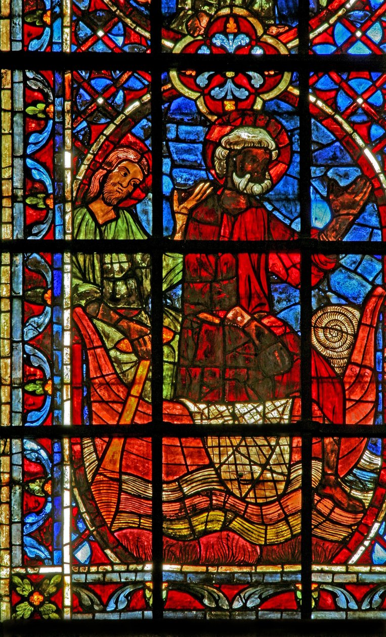 Finestra w204 raffigurante la Nave della Chiesa con San Pietro e San Paolo da French School