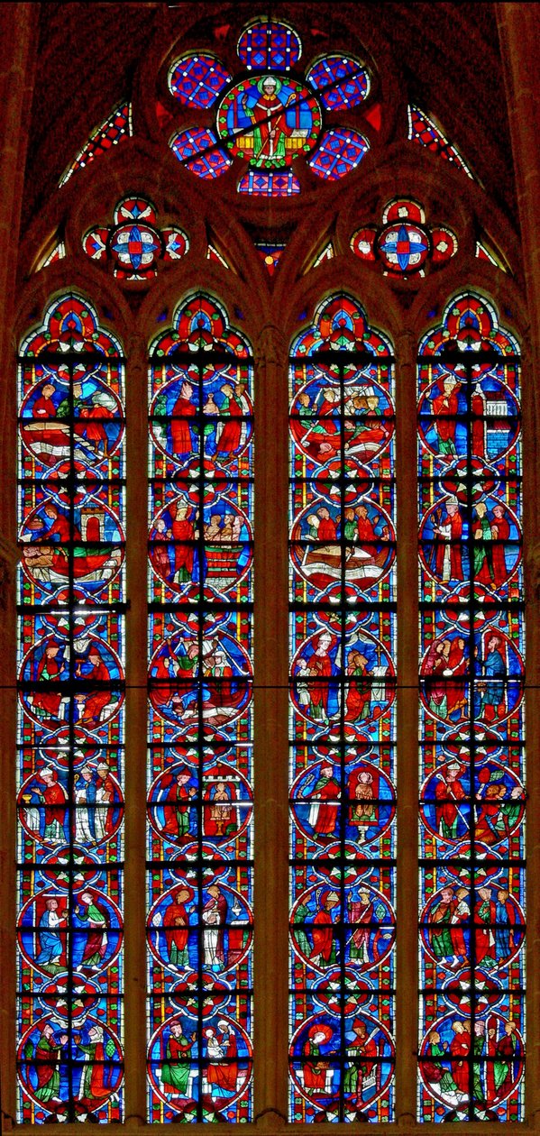 Finestra w209 raffigurante scene della vita di San Nicola da French School
