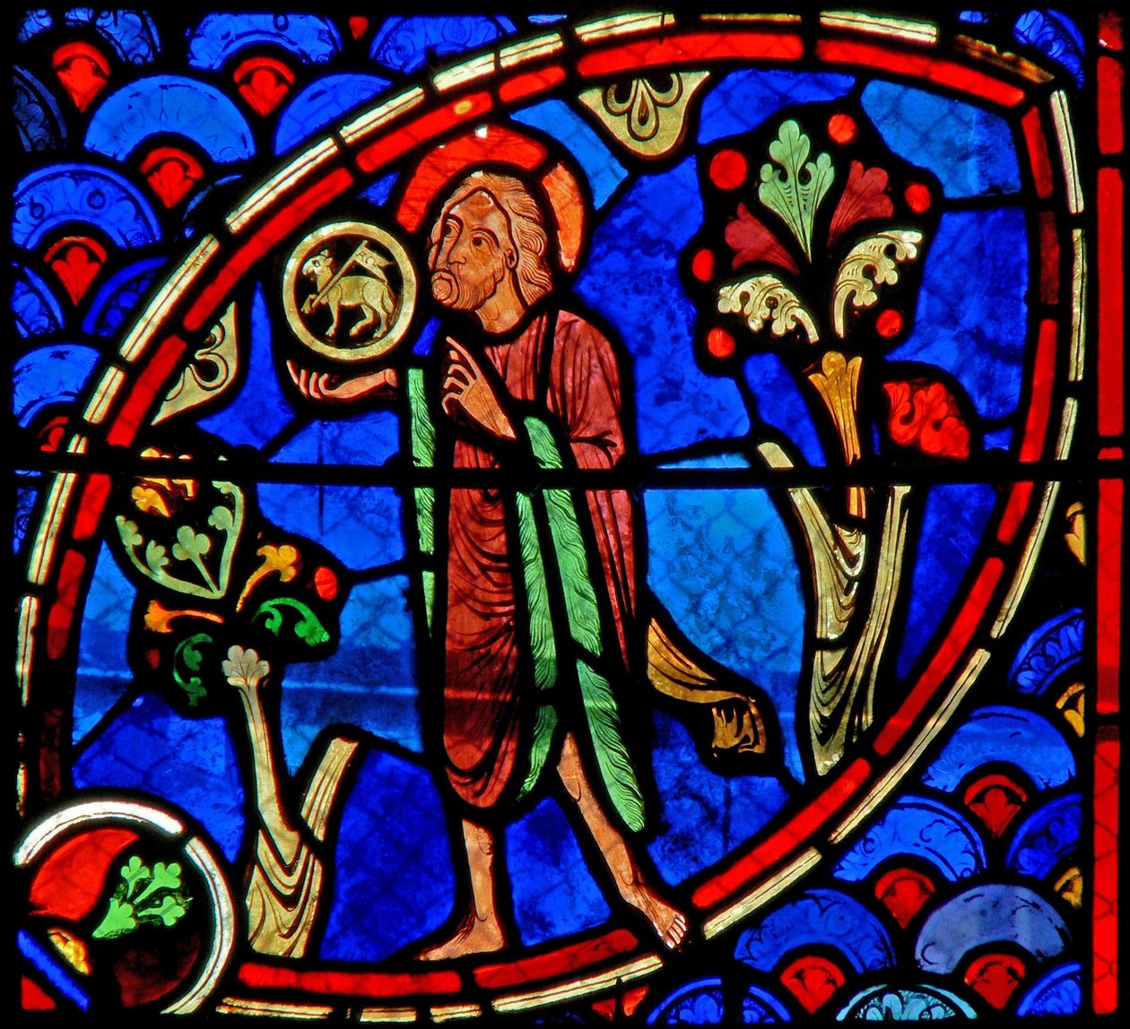 Finestra w20 raffigurante San Giovanni Battista: Ecce Agnus Dei da French School