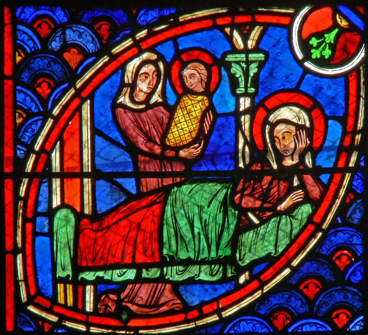 Finestra w20 raffigurante la nascita di San Giovanni Battista da French School