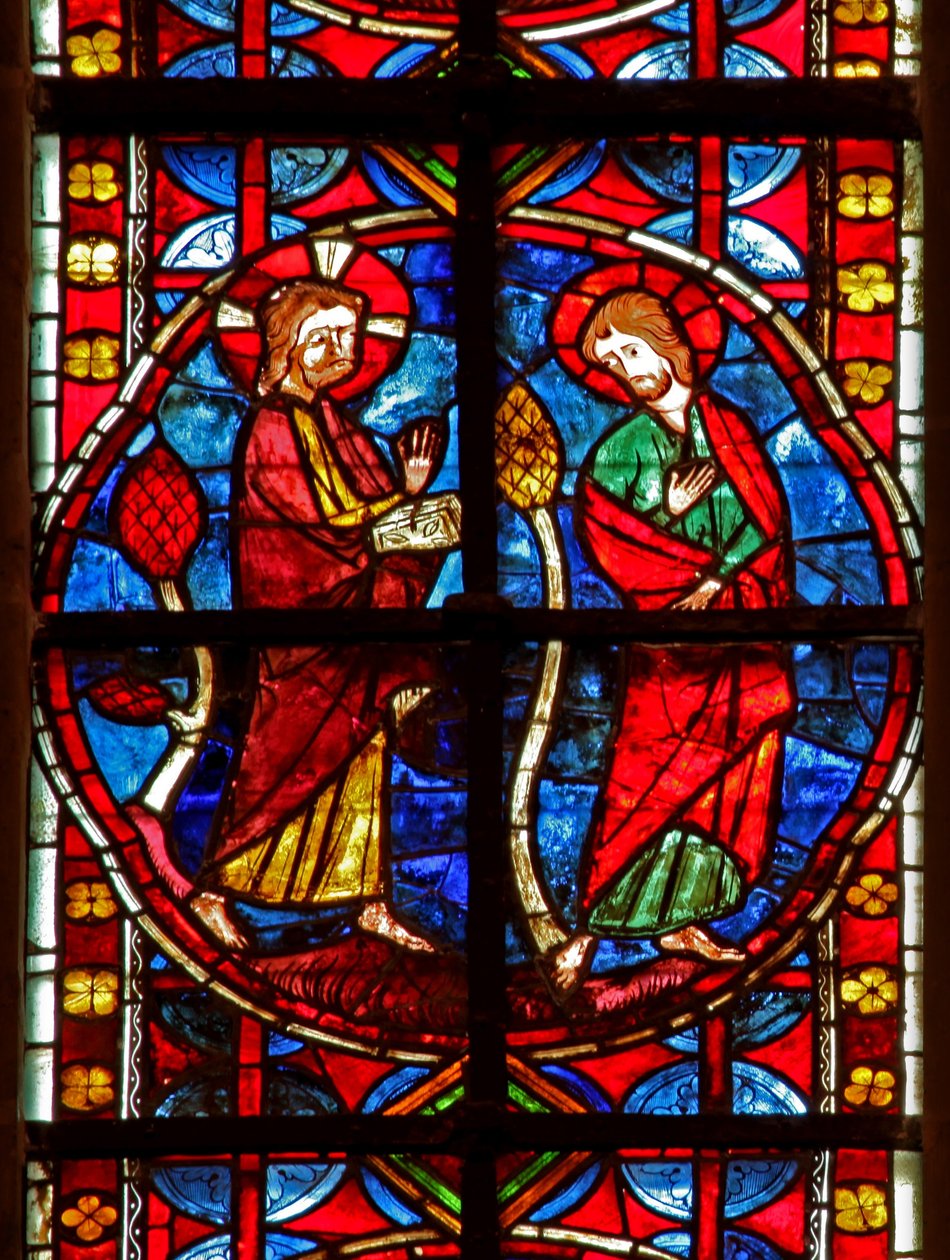 Finestra w210 raffigurante San Giacomo con Cristo da French School
