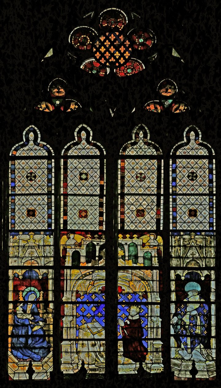 Finestra reale con la Vergine Maria, Carlo VI e San Dionigi da French School