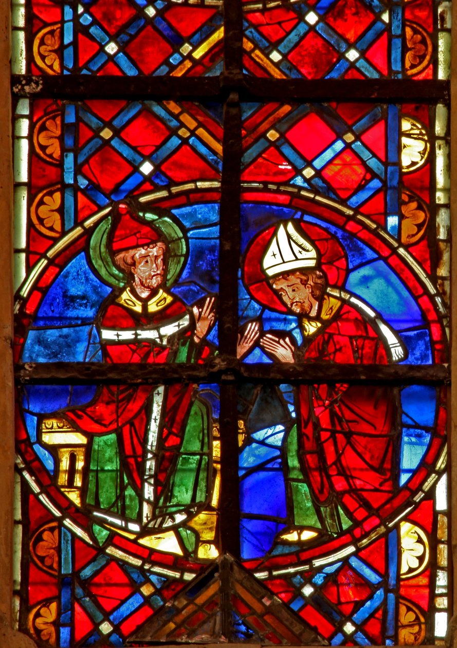 Finestra w211 raffigurante San Pietro invia San Dionigi in Gallia da French School