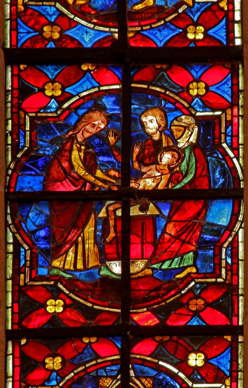 Finestra w212 raffigurante la circoncisione di San Giovanni Battista da French School