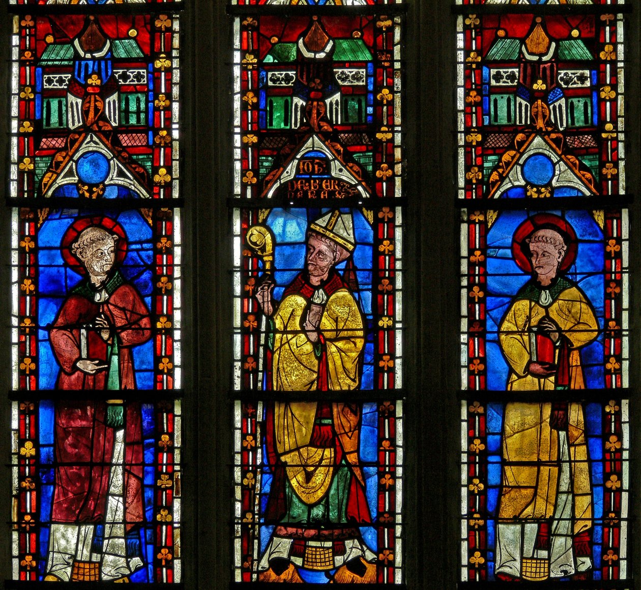 San Silvestro con il donatore Jean de Bernieres; San Protais da French School