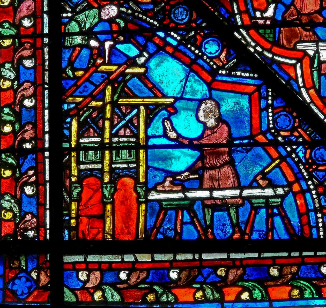 Finestra w21 raffigurante donatori - falegnami da French School