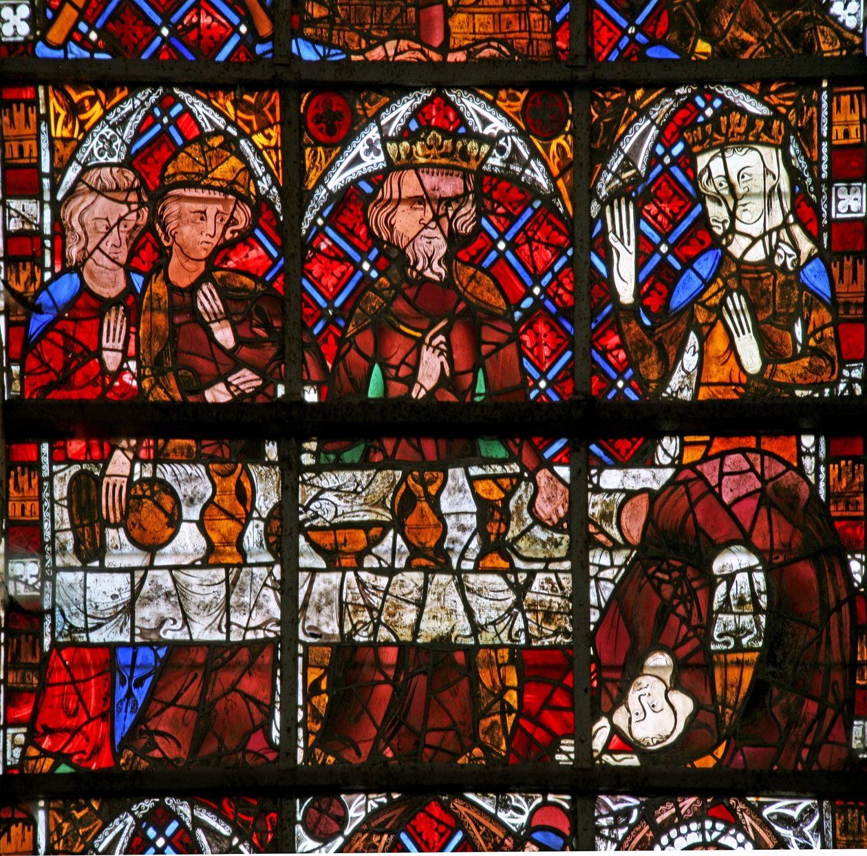 Finestra w225 raffigurante scene della vita di San Giovanni Battista; Salomè danza per Erode da French School