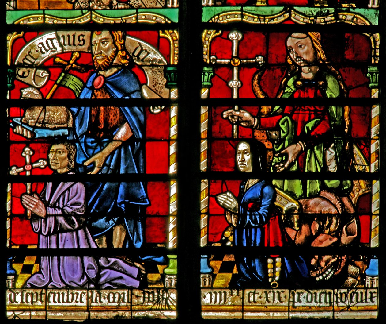 Un donatore - Jean Corart e moglie con San Giovanni Battista e Santa Caterina da French School