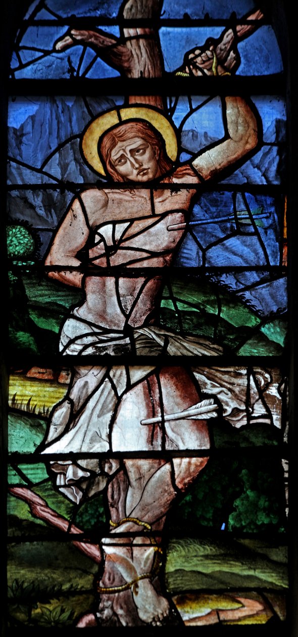 Finestra w23 raffigurante San Sebastiano da French School