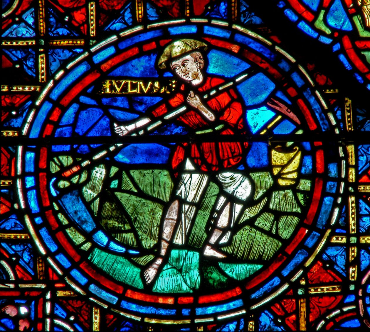 Finestra w28a raffigurante i Lavori dei Mesi. Giugno da French School