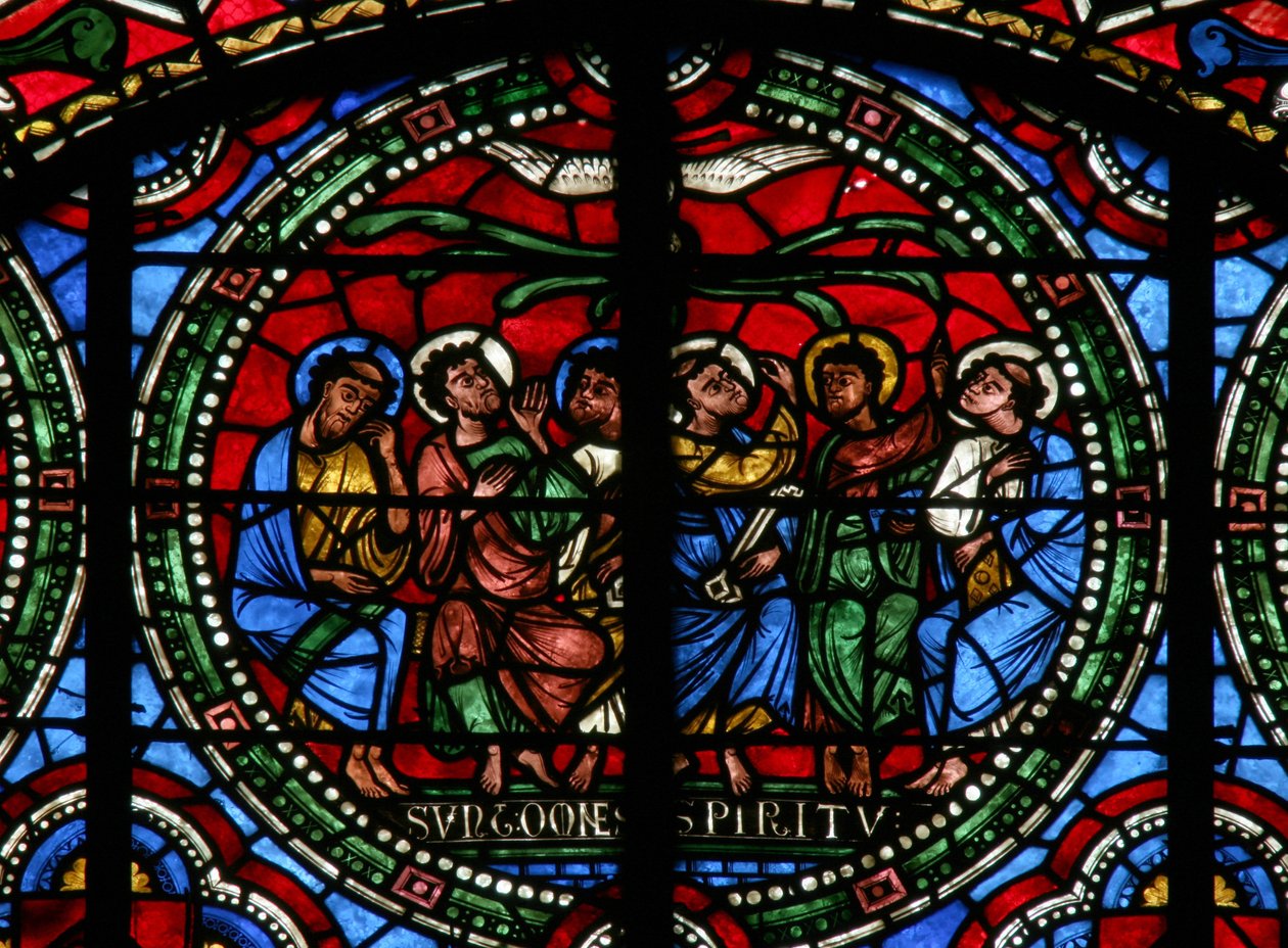 Finestra w2 che raffigura la Pentecoste (moderna) da French School