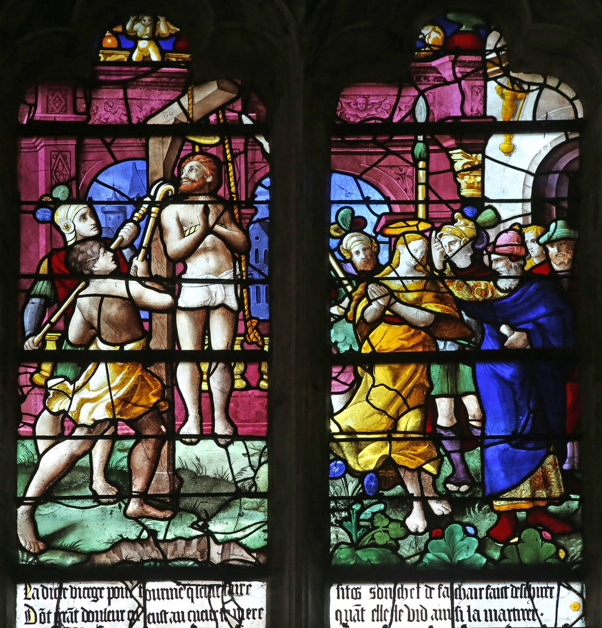 Finestra w2 raffigurante la morte di San Caprais da French School