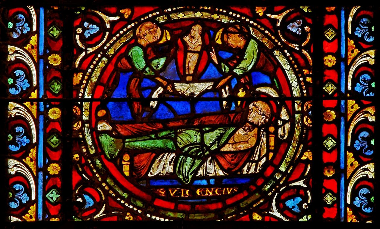Vetrata w2 raffigurante la morte di San Germano da French School