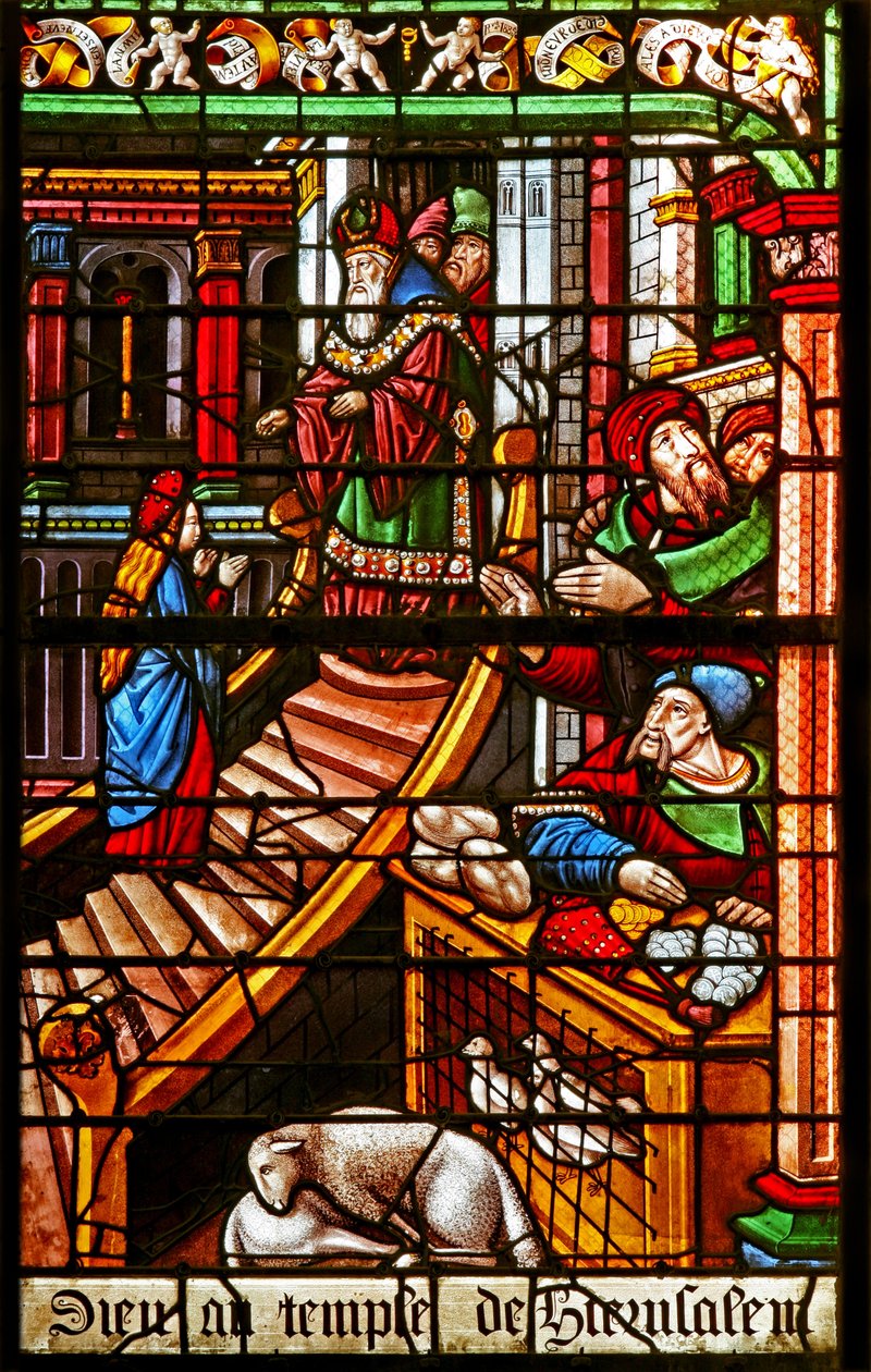 Scena dalla vita della Vergine Maria: la sua presentazione al Tempio da French School