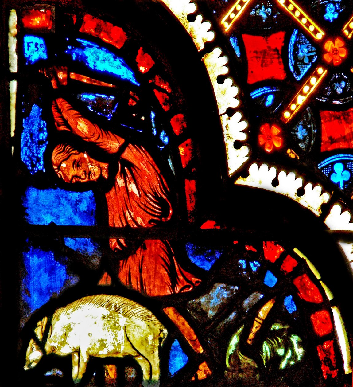 Finestra w3 raffigurante donatori - macellai da French School