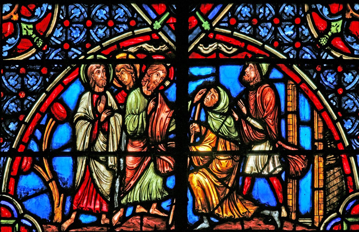 La guarigione del cieco (finestra moderna) da French School
