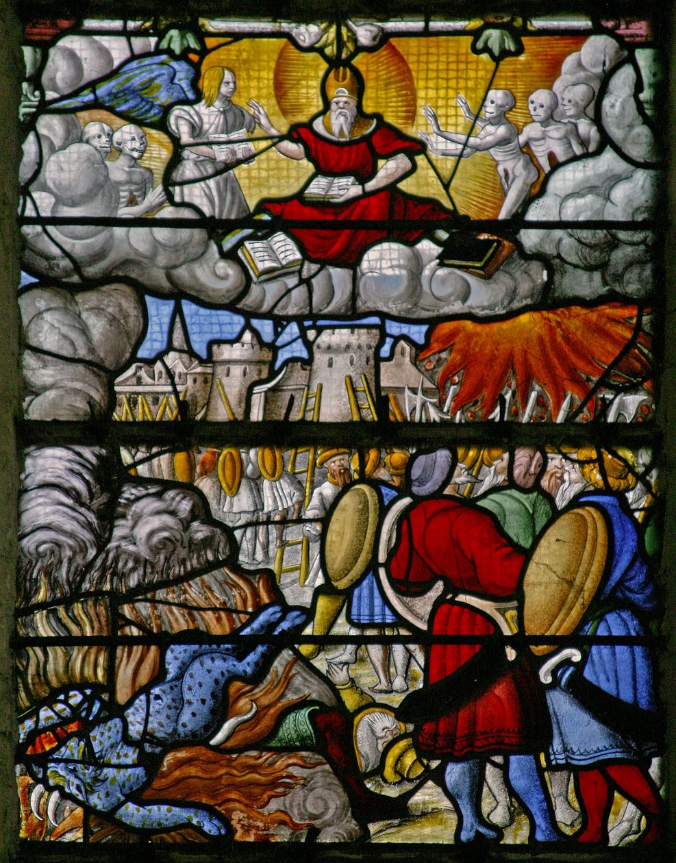 Scene dal Libro della Rivelazione di San Giovanni: gli eserciti della terra seminano il caos; il mare restituisce i suoi morti da French School