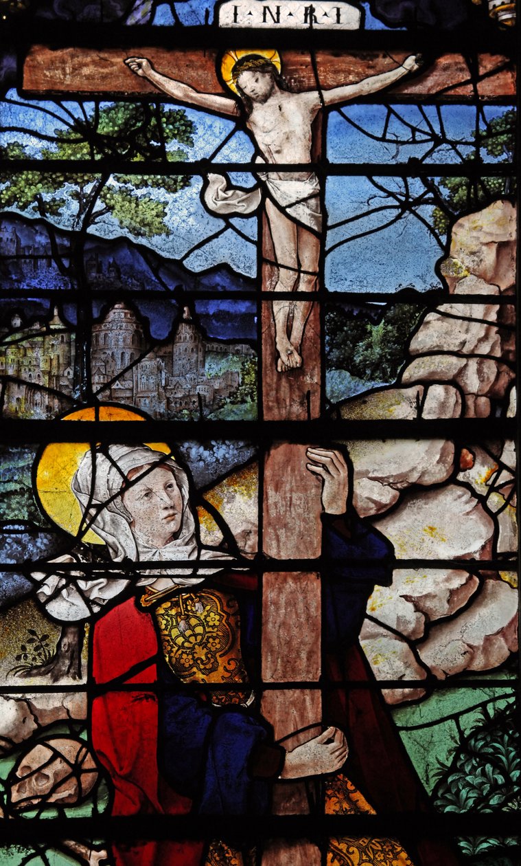 Finestra w5 raffigurante una scena della vita di Santa Maria Maddalena - la santa alla Croce da French School