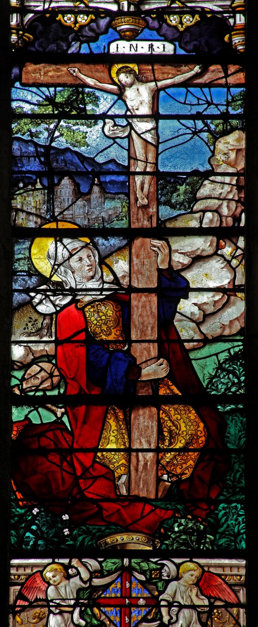 Finestra w5 raffigurante una scena della vita di Santa Maria Maddalena - la santa alla Croce da French School