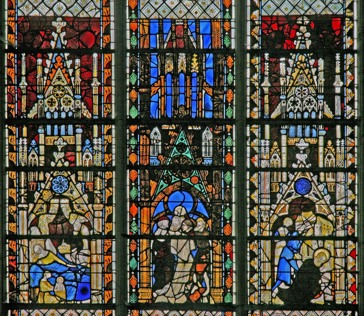 Finestra w5 raffigurante scene della vita di San Giovanni Battista da French School