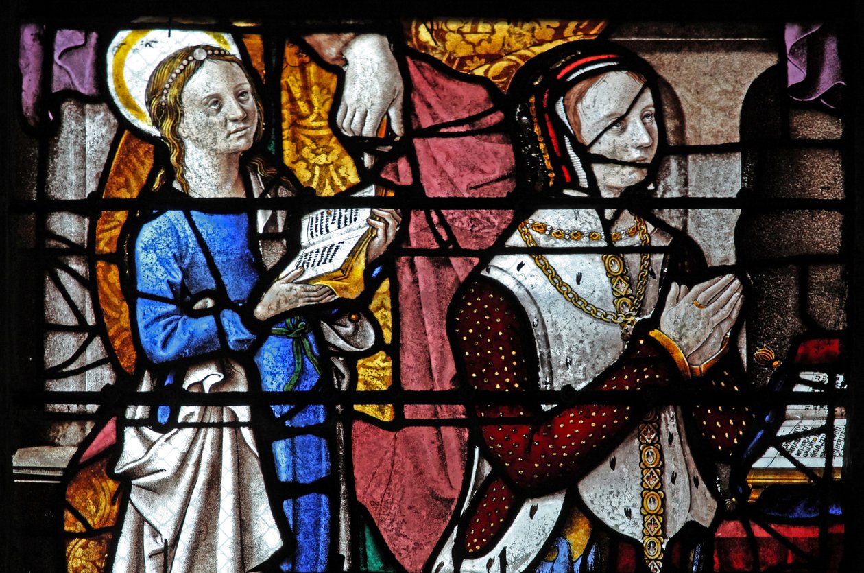 Finestra w5 raffigurante la moglie e la figlia dei donatori Montmorency da French School