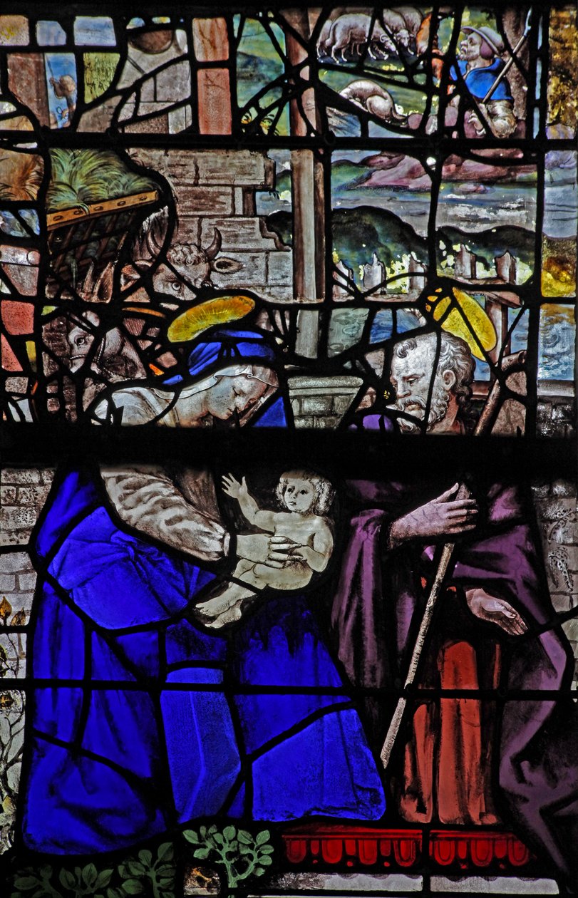 Finestra w6 raffigurante la Sacra Famiglia da French School