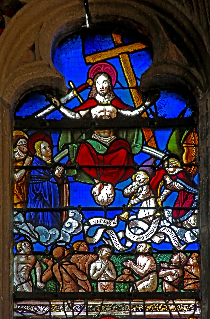 Finestra w6 raffigurante il Giudizio Universale da French School