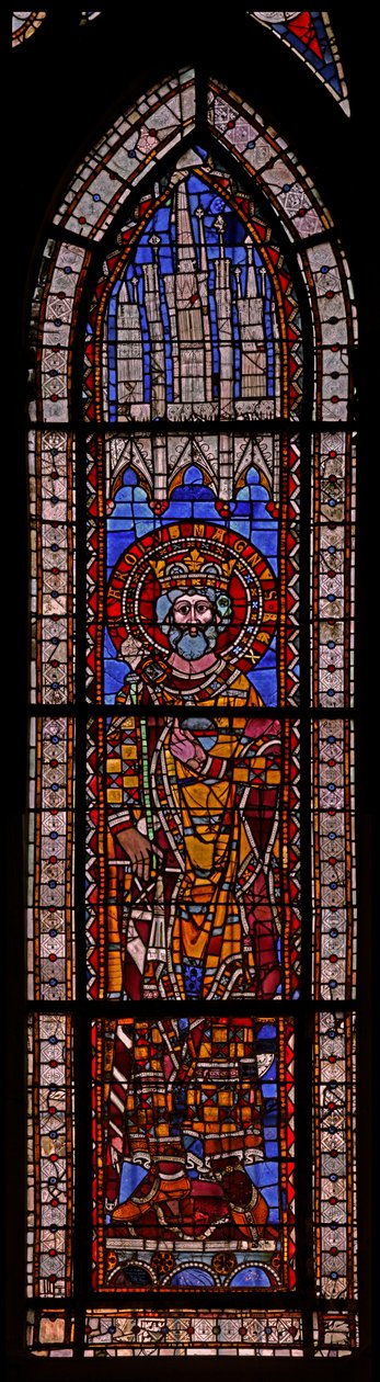 Finestra w9 raffigurante Carlo Magno da French School