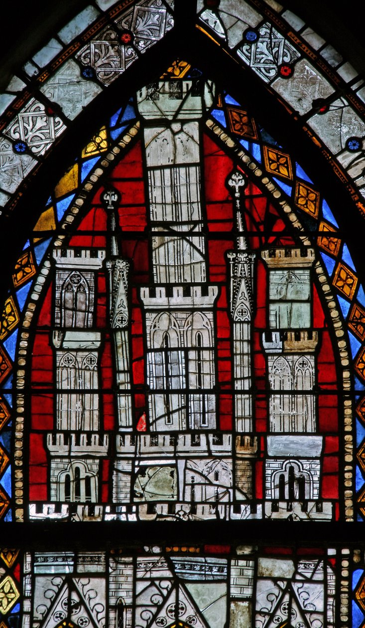 Finestra w9 raffigurante un baldacchino da French School