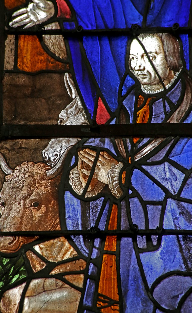Finestra w9 raffigurante un donatore alla Natività da French School