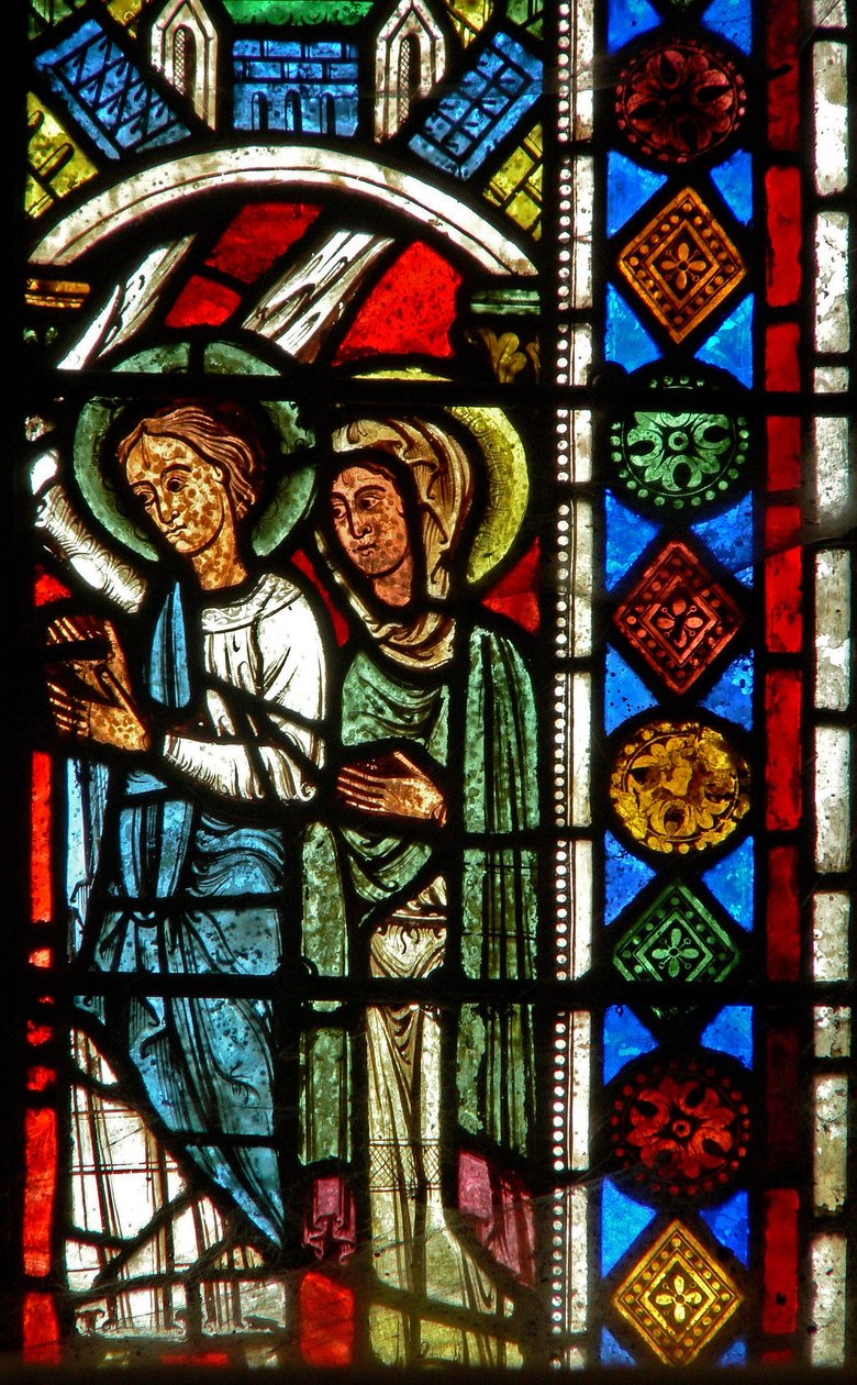 Finestra wXX raffigurante un angelo e un santo da French School