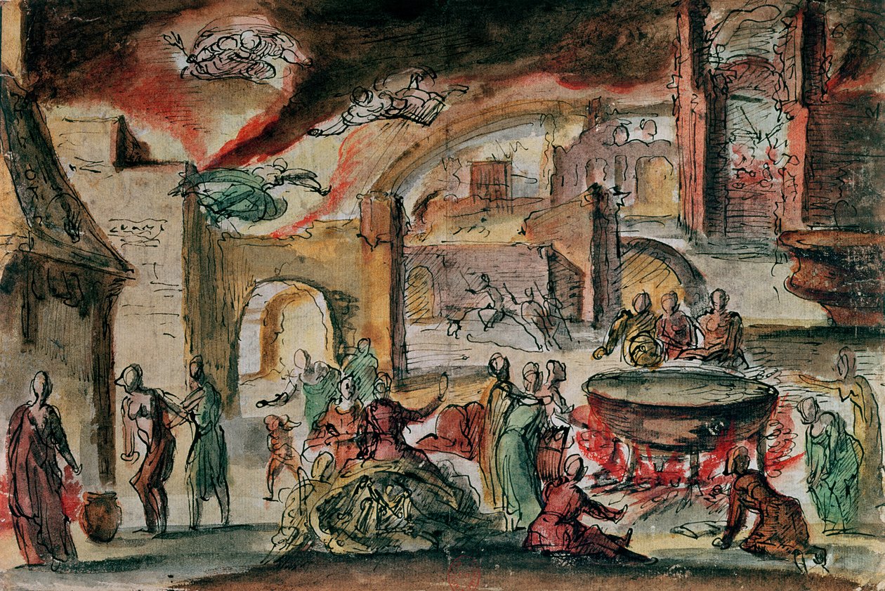 Scena di stregoneria, probabilmente un set teatrale, seconda metà del XVII secolo da French School
