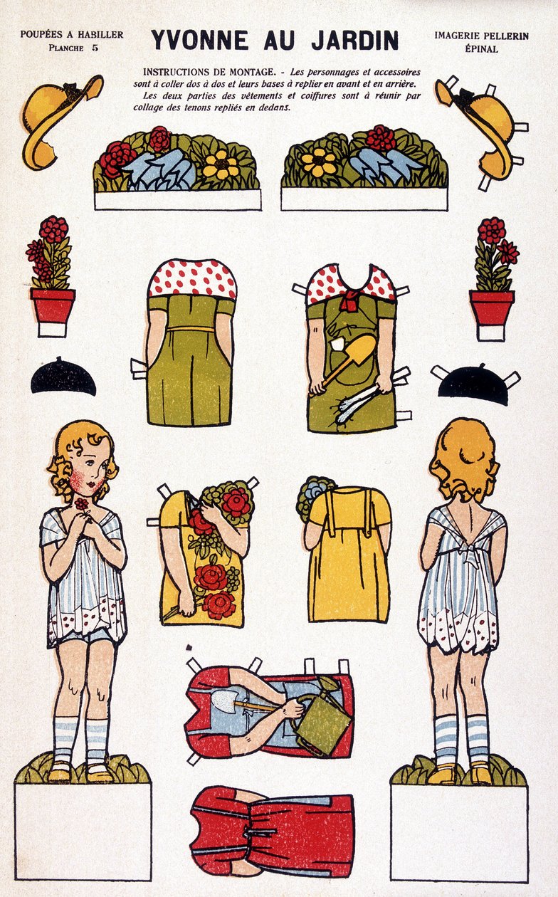 Yvonne nel giardino: decoupage. XIX secolo da French School