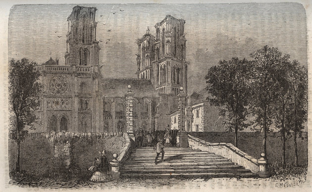 Cattedrale Notre-Dame di Laon (1150-1180), Aisne - incisione in "Histoire de France" di Victor Duruy (1811-1894) - 1882 da French School