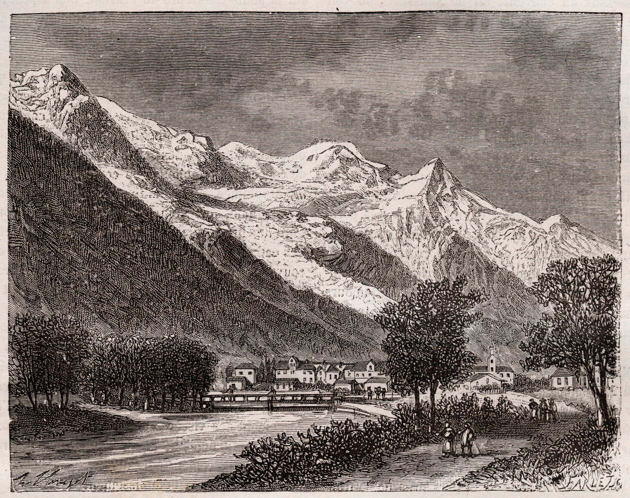 La valle di Chamonix e il Monte Bianco da French School