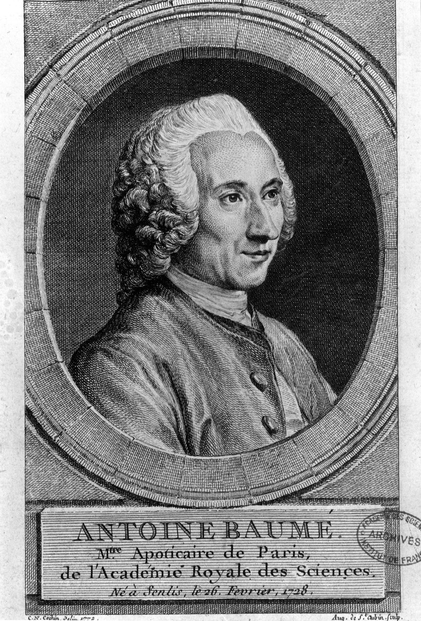Ritratto di Antoine Baumé (1728-1804), chimico e farmacista francese. Apotecario di Parigi. Incisione del 1772 da French School